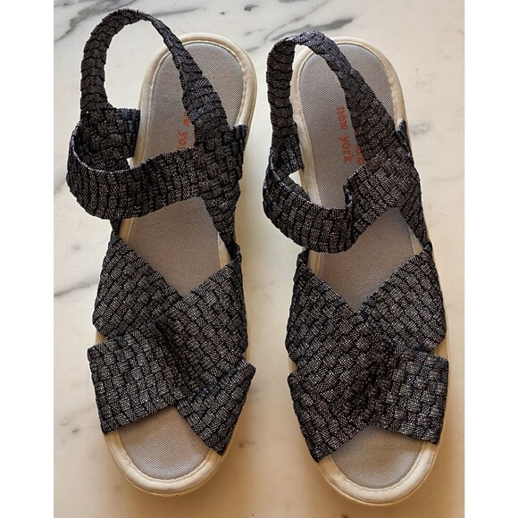 Bernie Mev Shoes - Bernie Mev- Lihi Buttercup- Wedge Sandal- Navy Shimmer- Women's EU40=US10- New